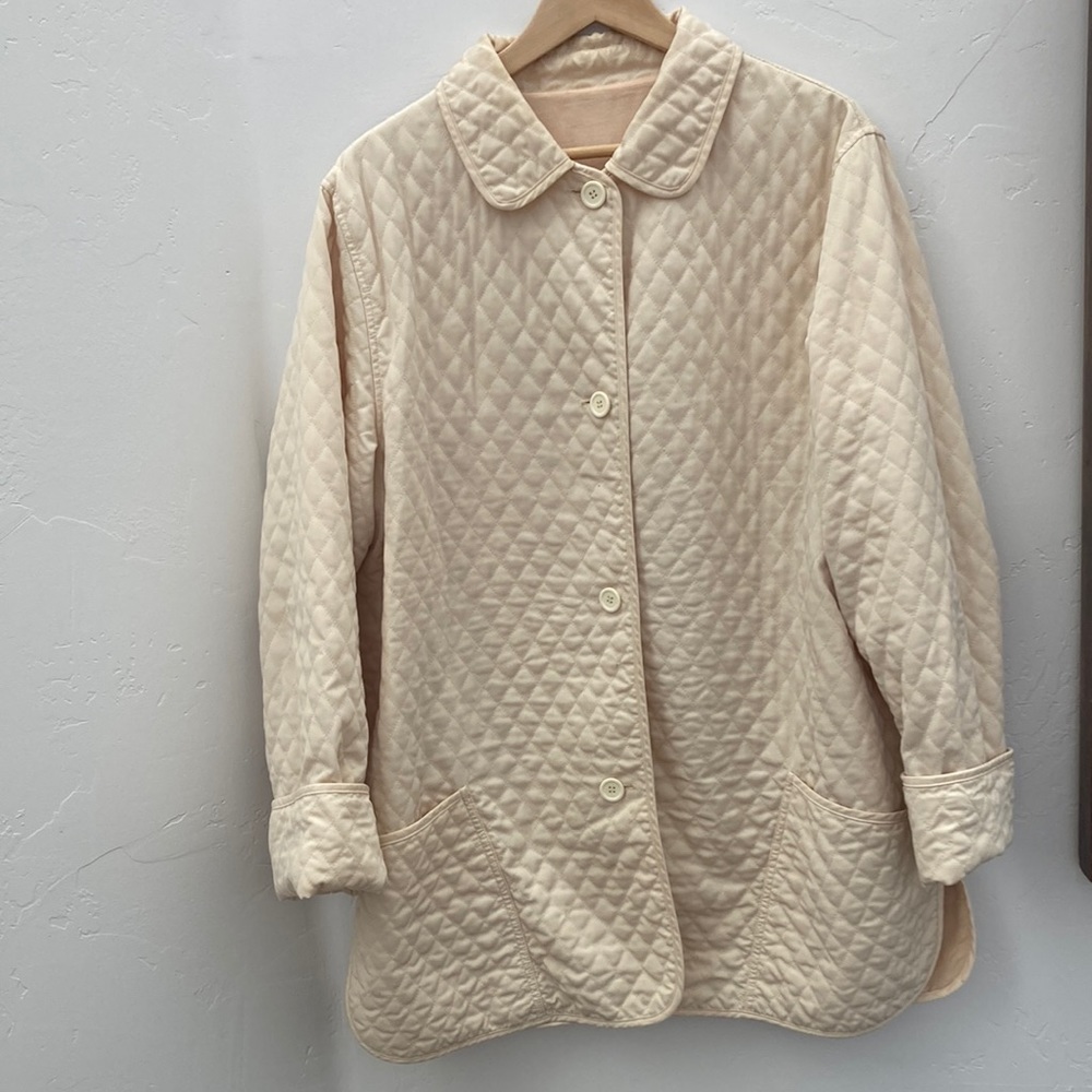 Vintage 90s Charles Klein reversible cream/pink quilted jacket